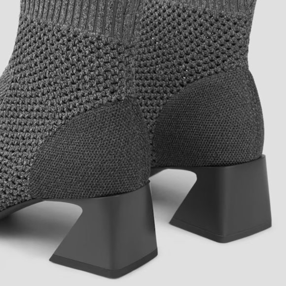 VIVAIA Melissa Lace Gray Square-Toe Perforated Knit Pull On Heeled Ankle Boots - Picture 4 of 16